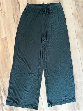 SKIMS Emerald Green Ribbed Wide Leg Lounge Pants - NWOT